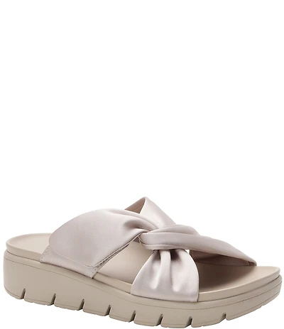 Alegria Rylie Satin Knotted Platform Slide Sandals