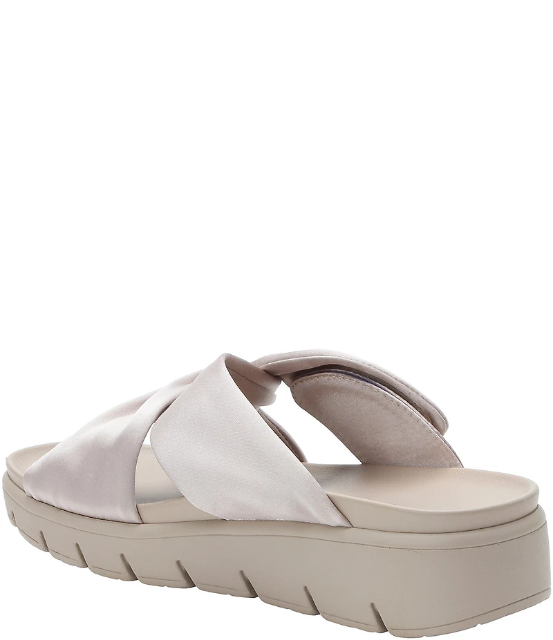 Alegria Rylie Satin Knotted Platform Slide Sandals