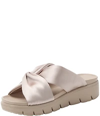 Alegria Rylie Satin Knotted Platform Slide Sandals