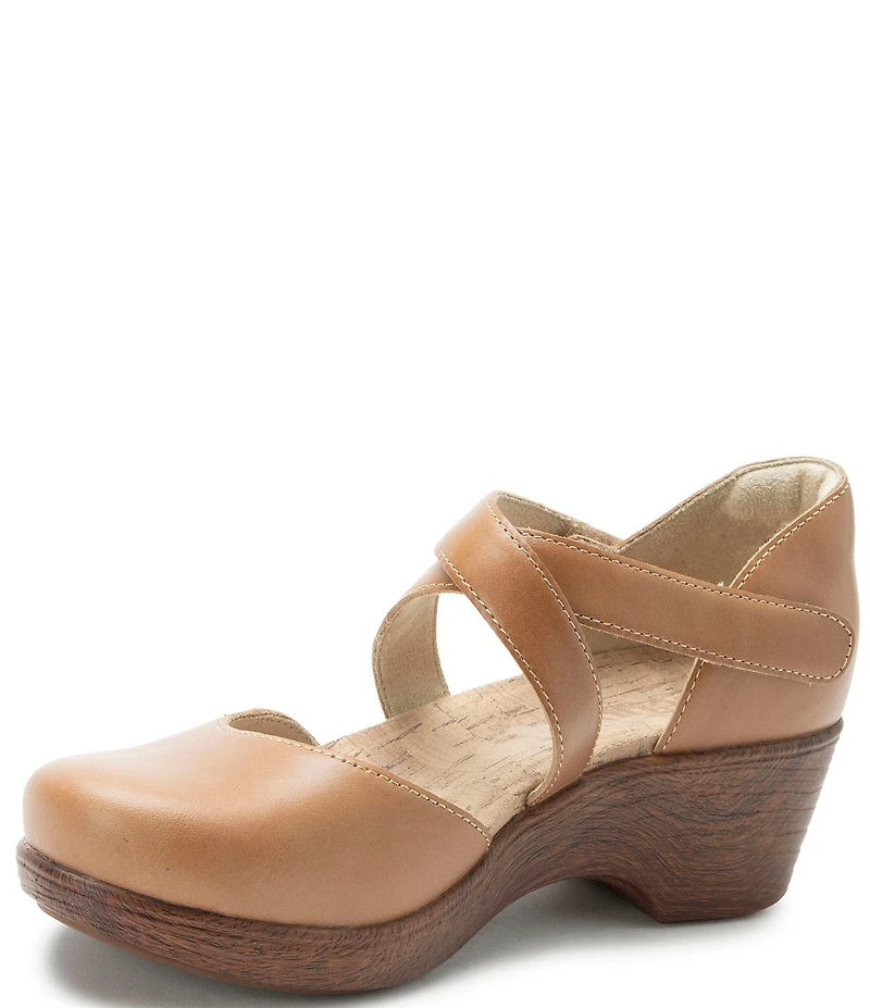 Alegria Savina Leather Ankle Strap Platform Clog Pumps