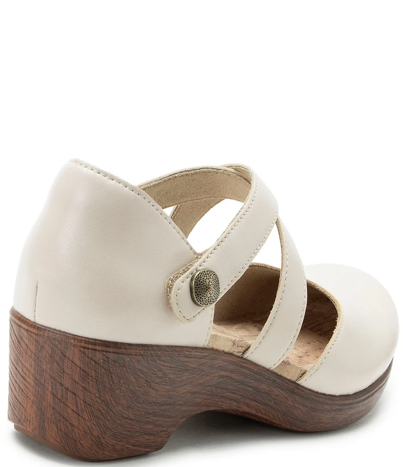 Alegria Savina Leather Ankle Strap Platform Clog Pumps