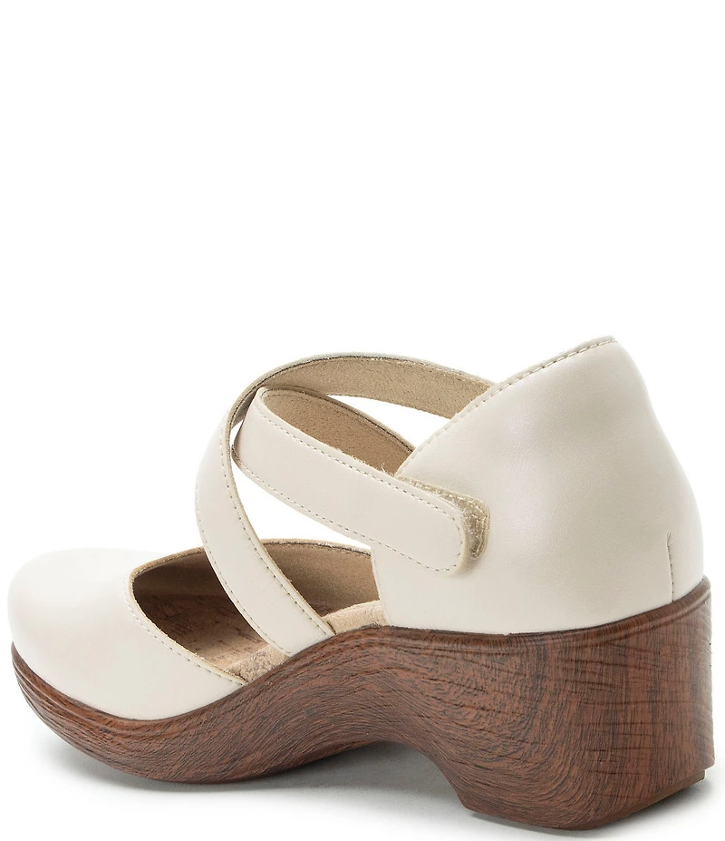 Alegria Savina Leather Ankle Strap Platform Clog Pumps