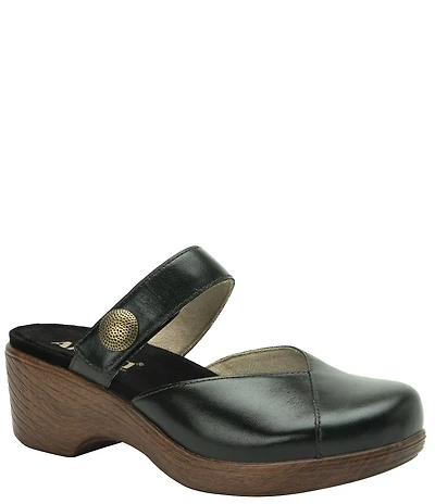 Alegria Sydni Leather Mary Jane Platform Slip On Clogs