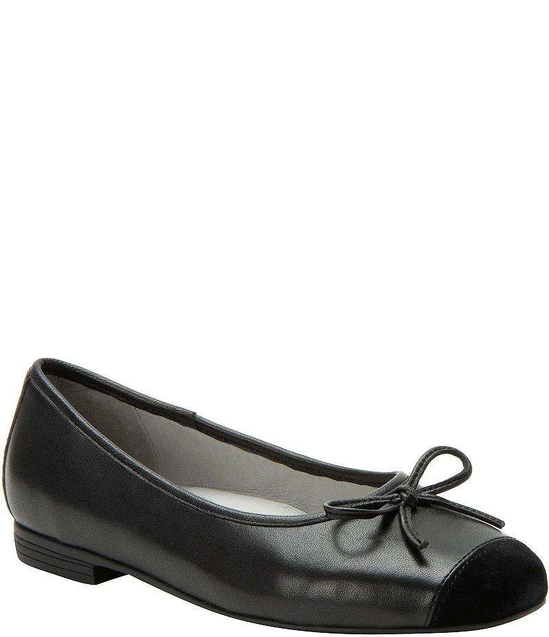 Alegria Tayla Leather Cap Toe Ballet Bow Flats