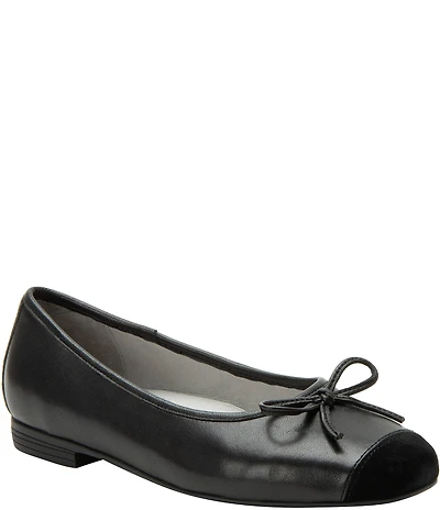 Alegria Tayla Leather Cap Toe Ballet Bow Flats