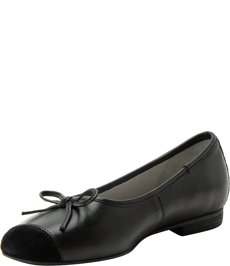 Alegria Tayla Leather Cap Toe Ballet Bow Flats