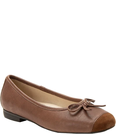 Alegria Tayla Leather Cap Toe Ballet Bow Flats