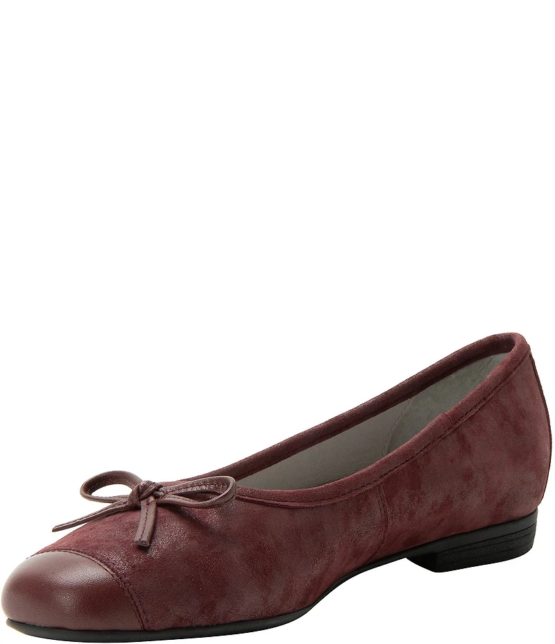 Alegria Tayla Suede Bow Detail Cap Toe Ballet Flats