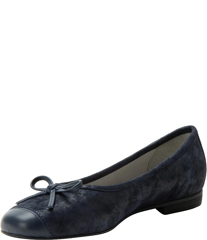 Alegria Tayla Suede Bow Detail Cap Toe Ballet Flats