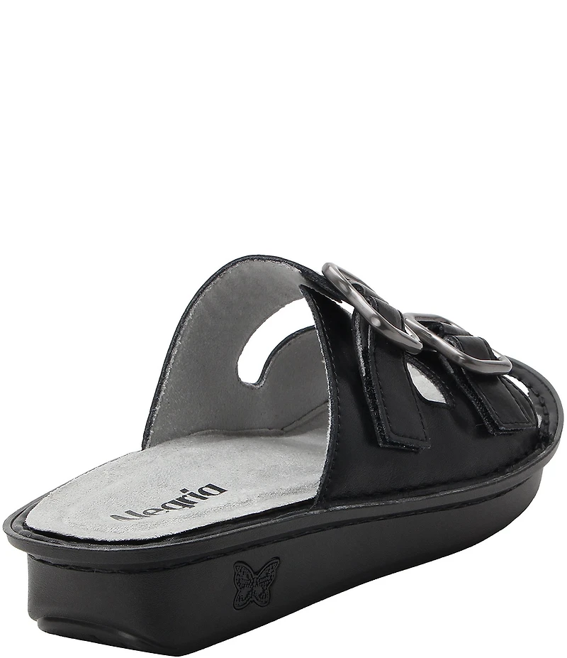 Alegria Verah Leather Mini Double Buckle Rocker Slide Sandals