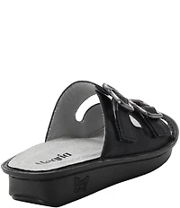 Alegria Verah Leather Mini Double Buckle Rocker Slide Sandals
