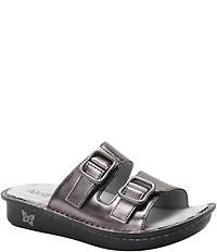Alegria Verah Leather Mini Double Buckle Rocker Slide Sandals