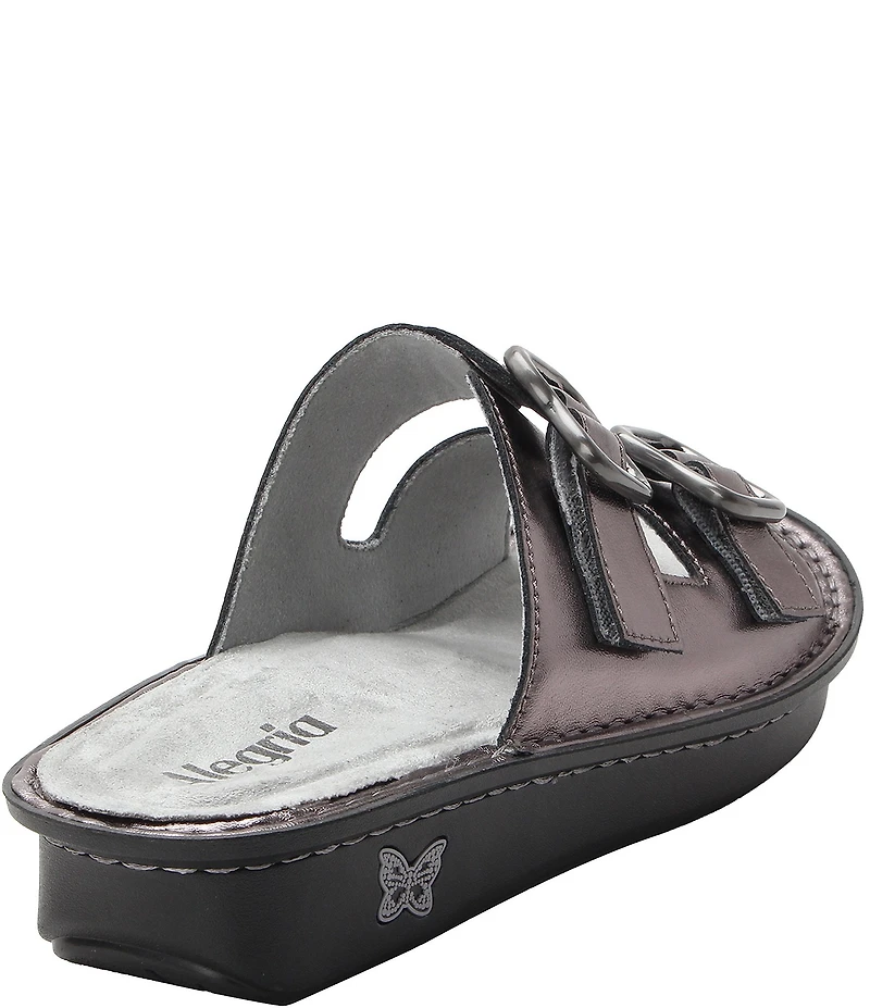 Alegria Verah Leather Mini Double Buckle Rocker Slide Sandals