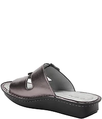 Alegria Verah Leather Mini Double Buckle Rocker Slide Sandals