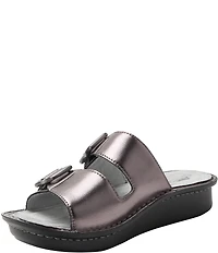 Alegria Verah Leather Mini Double Buckle Rocker Slide Sandals