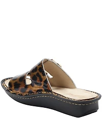 Alegria Verah Leopard Print Patent Leather Double Buckle Mini Rocker Slides