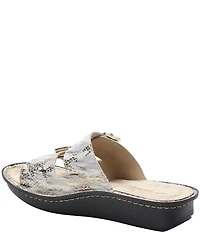 Alegria Verah Snake Print Leather Mini Rocker Slide Sandals