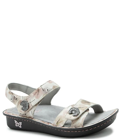 Alegria Vienna Leaf Print Leather Platform Sandals