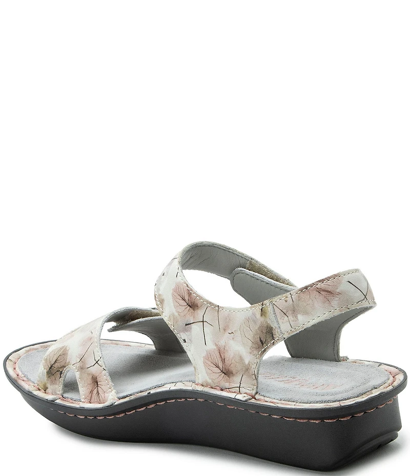 Alegria Vienna Leaf Print Leather Platform Sandals