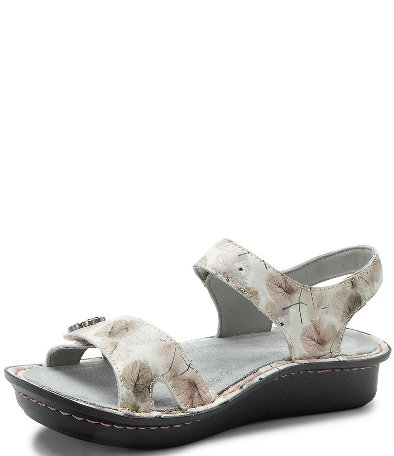 Alegria Vienna Leaf Print Leather Platform Sandals