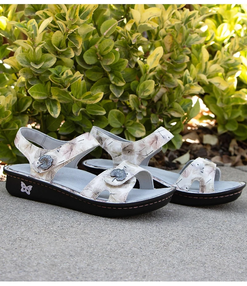 Alegria Vienna Leaf Print Leather Platform Sandals