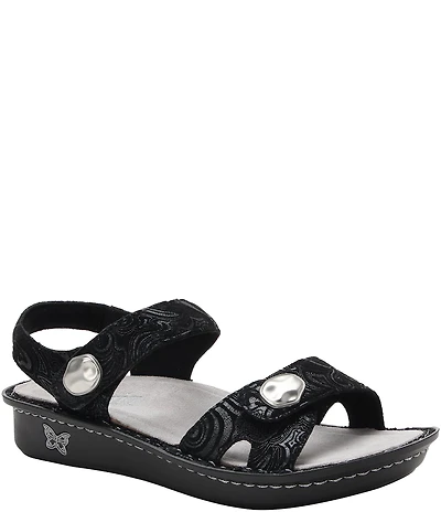 Alegria Vienna Swirling Print Leather Platform Sandals