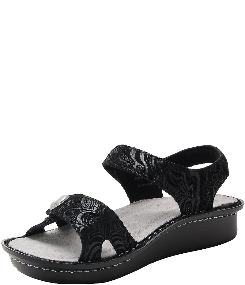 Alegria Vienna Swirling Print Leather Platform Sandals