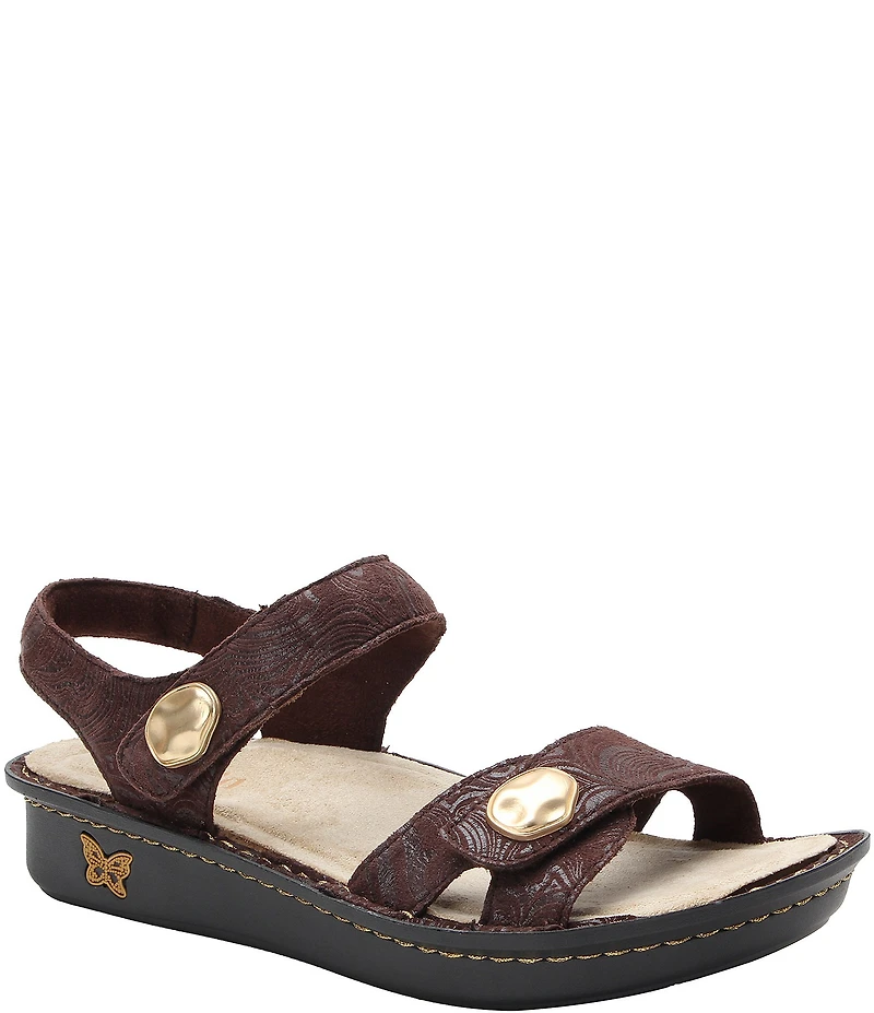 Alegria Vienna Swirling Print Leather Platform Sandals