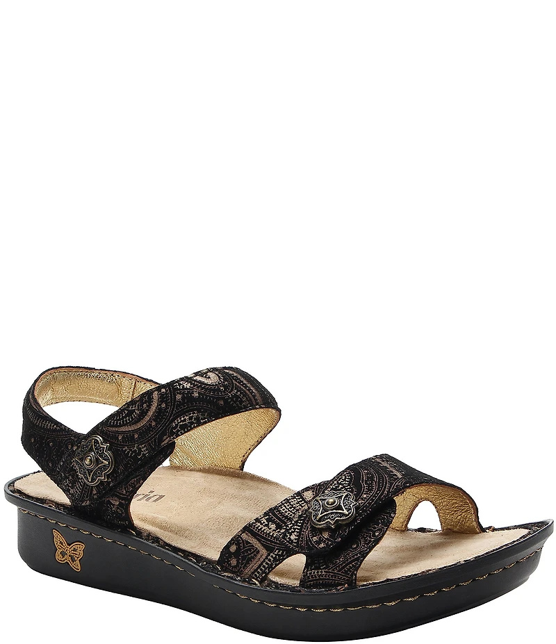 Alegria Vienna Swirling Print Leather Platform Sandals