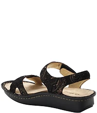 Alegria Vienna Swirling Print Leather Platform Sandals