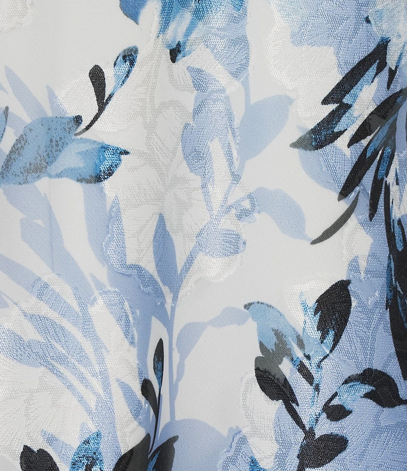 Alex Evenings 3/4 Sleeve Boat Neck Asymmetrical Triple Tier Hem Floral Print Chiffon Blouse