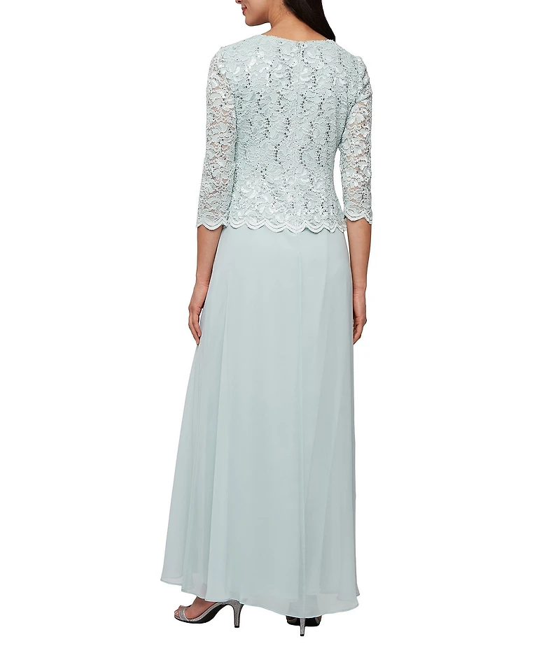 Alex Evenings 3/4 Sleeve Boat Neck Lace Dress