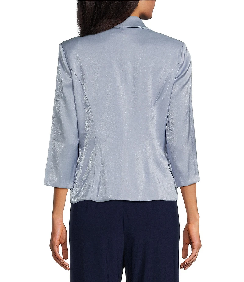 Alex Evenings 3/4 Sleeve Collar Neck Shimmer Satin Blouse