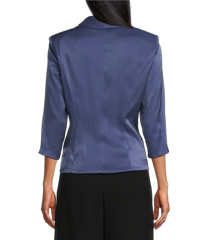 Alex Evenings 3/4 Sleeve Collar Neck Shimmer Satin Blouse