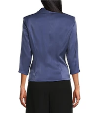 Alex Evenings 3/4 Sleeve Collar Neck Shimmer Satin Blouse