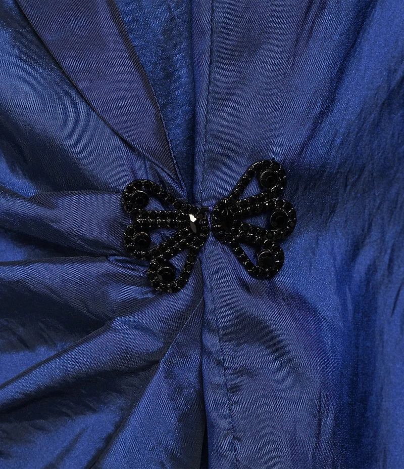 Alex Evenings 3/4 Sleeve Collared V-Neck Taffeta Blouse