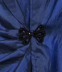 Alex Evenings 3/4 Sleeve Collared V-Neck Taffeta Blouse
