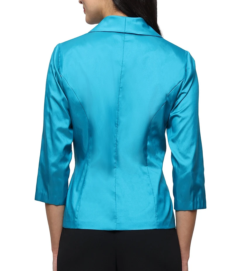 Alex Evenings 3/4 Sleeve Collared V-Neck Taffeta Blouse