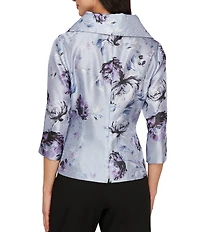 Alex Evenings 3/4 Sleeve Floral Print Organza Blouse