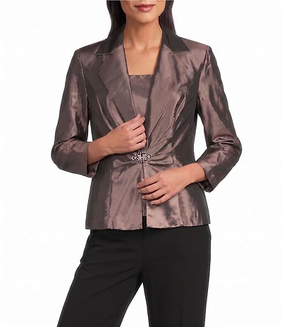 Alex Evenings 3/4 Sleeve Gathered Waist Embellished Closure Twin Set