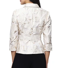Alex Evenings 3/4 Sleeve Metallic Jacquard Button Front Blouse