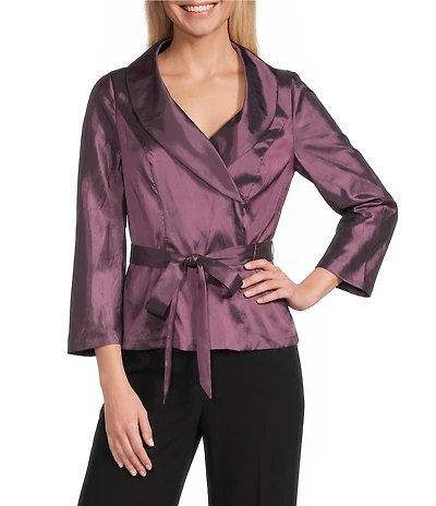 Alex Evenings 3/4 Sleeve Portrait Collar Taffeta Blouse