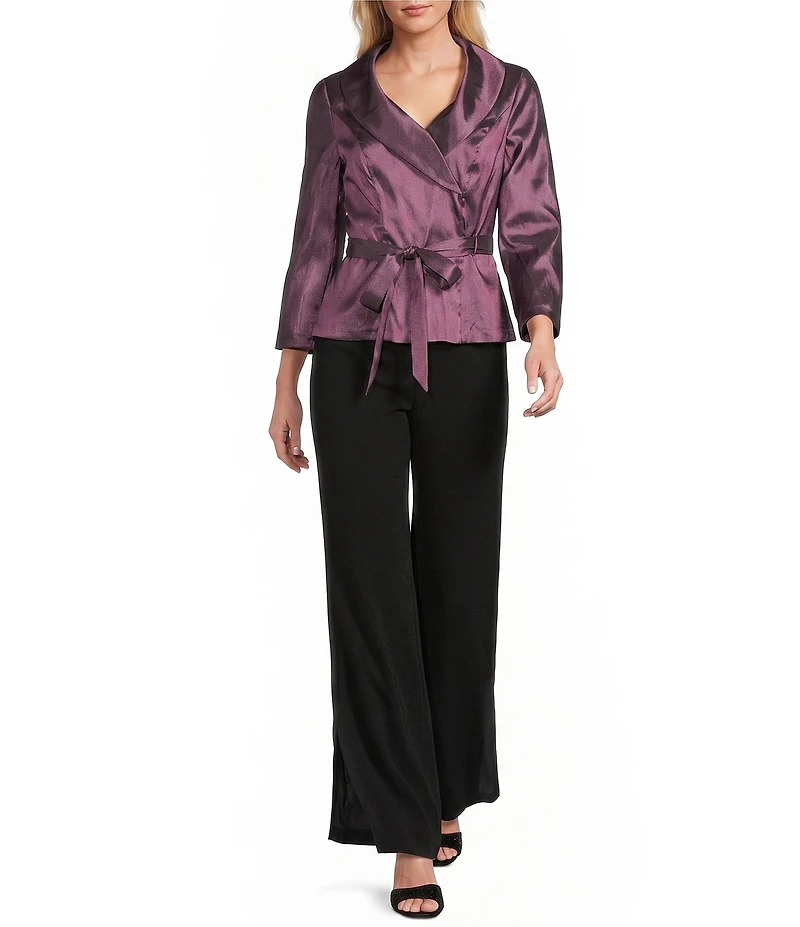Alex Evenings 3/4 Sleeve Portrait Collar Taffeta Blouse