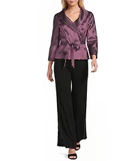 Alex Evenings 3/4 Sleeve Portrait Collar Taffeta Blouse