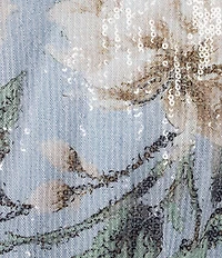 Alex Evenings 3/4 Sleeve Printed Sequin Drape Detail Blouse