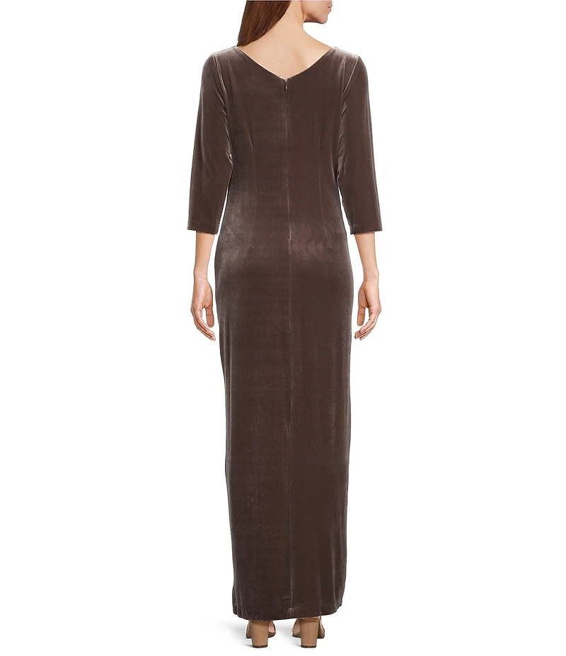 Alex Evenings 3/4 Sleeve Surplice V-Neck Tulip Hem Velvet Dress