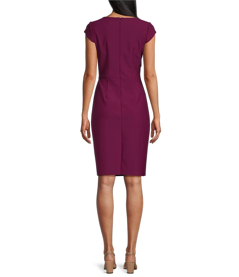 Alex Evenings Cap Sleeve Square Neck Front Cascade Ruffle Dress