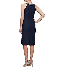 Alex Evenings Contour Collection SmoothFit Fabric Embellished Halter Neck Sleeveless Dress