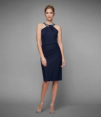 Alex Evenings Contour Collection SmoothFit Fabric Embellished Halter Neck Sleeveless Dress