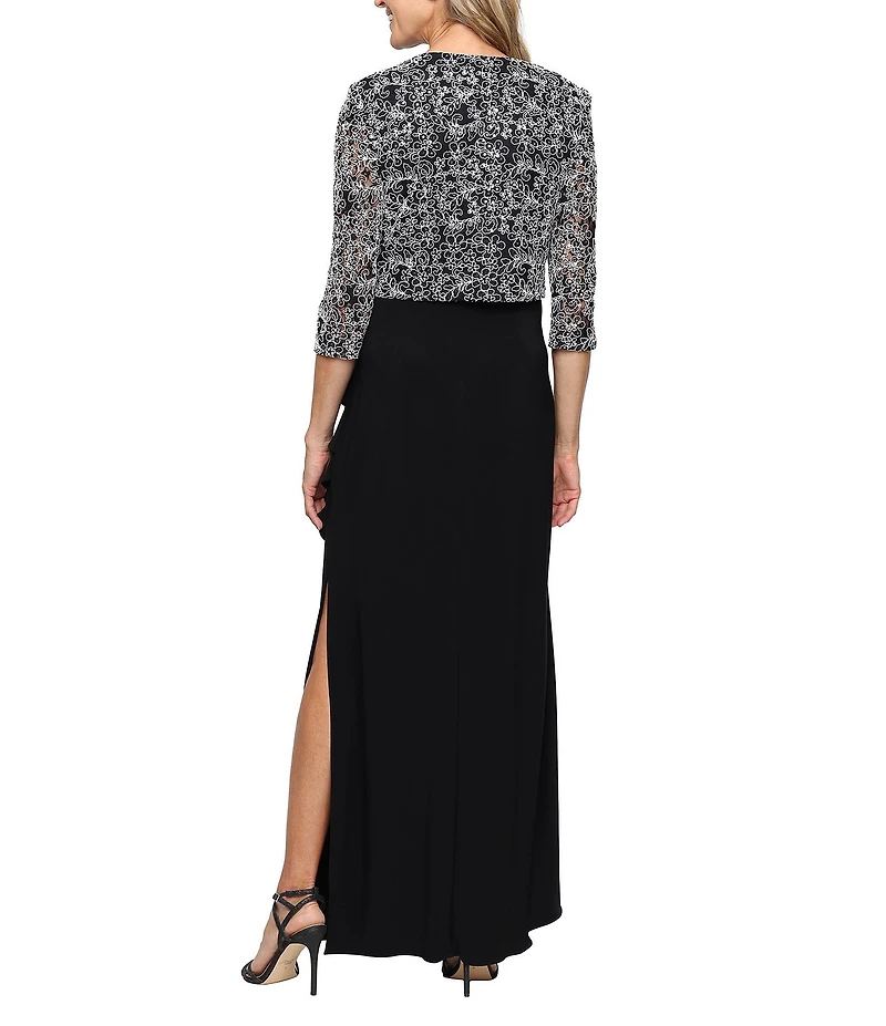 Alex Evenings Corded Lace Empire Waist Jacket Dress